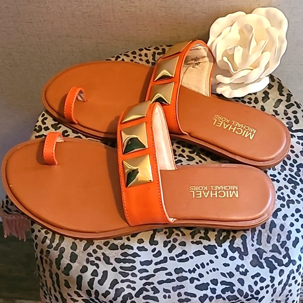 EUC MICHAEL KORS Orange Sandals Size 8 - Picture 2 of 3